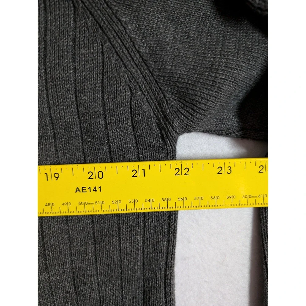 Vtg Abercrombie & Fitch Mens XL Gray Ribbed V-Neck Sweater 92 Logo Cotton Blend